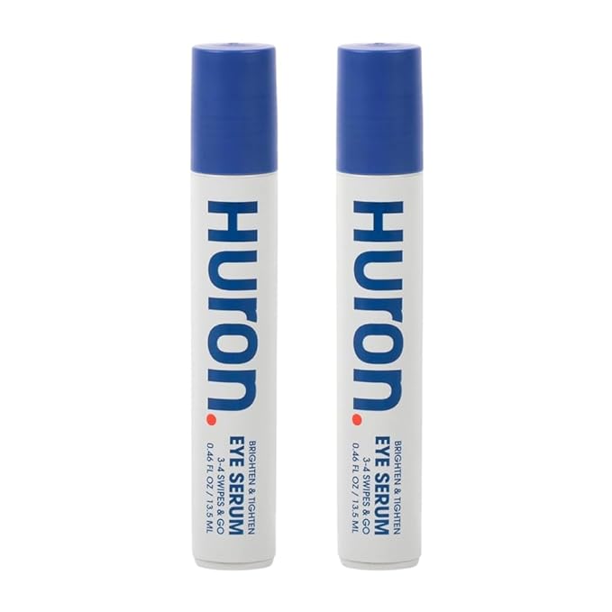 Huron Eye Serum - Men’s Eye Roller - Helps Alleviate Dark Circles, Fine Lines and Puffiness - Contains Niacinamide & Caffeine - Apply Twice a Day (2 pack)