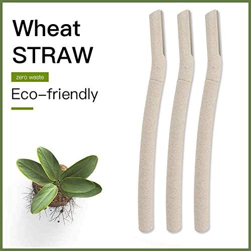 Biodegradable Zero Waste Eco Friendly Compostable 3 Pc Wheat Straw Face Dermaplaning Blade / Eyebrow Hair Trimmer / Shaver Disposable Facial Hair Removal / Face Razor