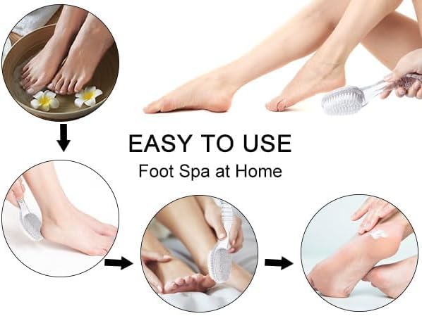 6 Pcs Foot Pumice Stone Brush Calluses Remover, Ooloveminso Large Foot Scrubber Foot File with Handle 2 in 1 Suitable for Horniness Foot Spa, Foot Care Smooth Skin (Transparent)