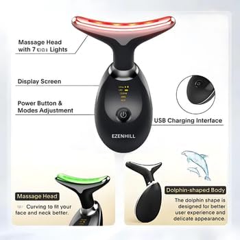 LED Face and Neck Massager – 7 Color Beauty Device for Skin Care and Relaxation