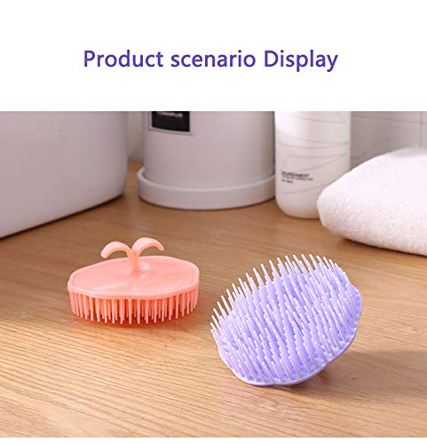 Hair Scalp Brush Dandruff Cleaning Brush Shower Scalp Shampoo Brush Scalp Massager Pack of 4 (Orange and Violet)