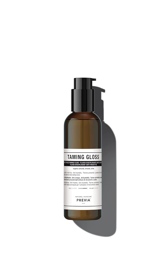 PREVIA Taming Gloss Anti-Frizz Hair Serum - Thermal Protection with Organic Almond Vegan - Moisturizing Formula for Smooth Shiny Hair ā Heat Protectant Glossifying Serum for Frizzy Hair - 6.7 oz