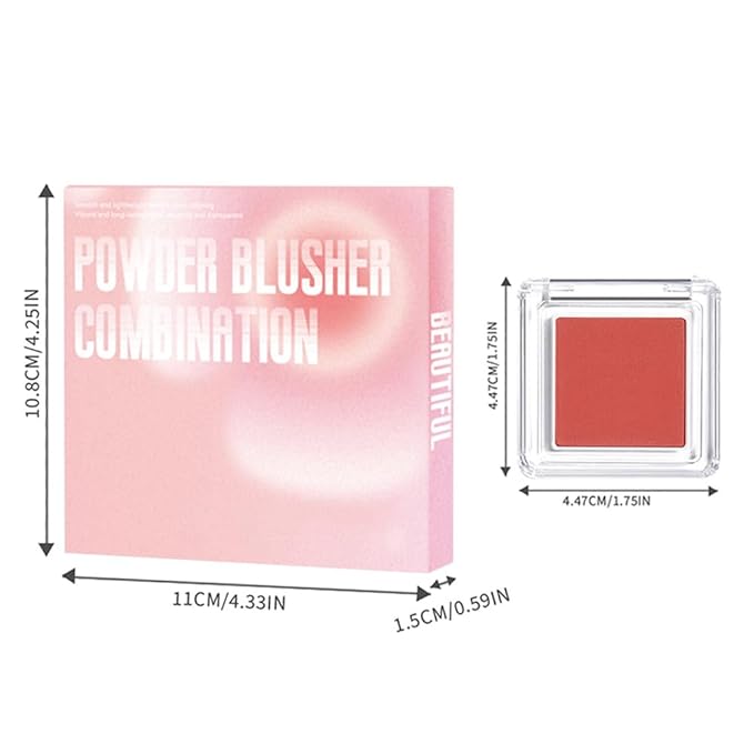 Blush for Cheeks Professional Makeup Palette, Comes with 4 Separate Powder Palette,Blendable and Fade-Resistant for Eyes,Lips & Cheeks Long-Wear Matte Finish,Color-Coral Nude Pink Red Comes with Brush