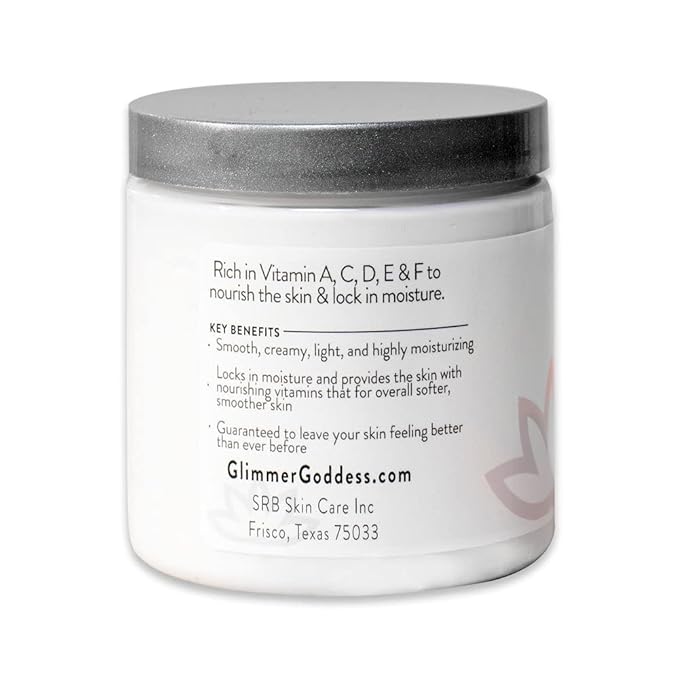 GLIMMER GODDESS Organic Whipped Body Butter- Peach Bellini, Vegan, 24 Hr Hydration, Less Stretch Marks, All Skin Types, Child-Safe, Organic, 8 oz