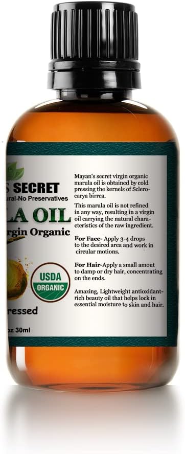 Mayan's Secret Pure Carrier and Essential oils for Skin Care, Hair, Body Moisturizer for Face-Anti Aging Skin Care (Marula Oil Organic, 1oz)