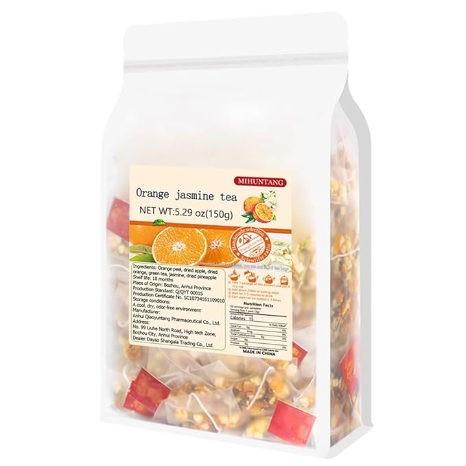 Orange Jasmine Tea 5.29 oz orange jasmine green tea pineapple Apple dried herbal tea 香橙茉莉茶150g