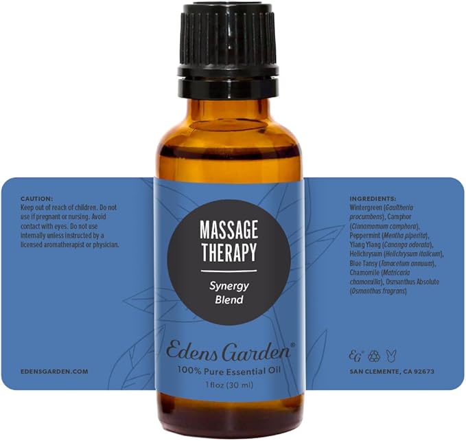 Edens Garden Massage Therapy Essential Oil Blend- 100% Pure Premium Grade, Undiluted, Natural, Therapeutic, Aromatherapy, The Best for Skin, Humidifiers, Face 30 ml (1 fl oz)
