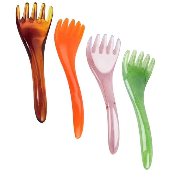 Healifty 4 Pcs Guasha Scraping Massage Tool Massage Comb Facial Massage Board Scalp Comb Massager for Head Face Body