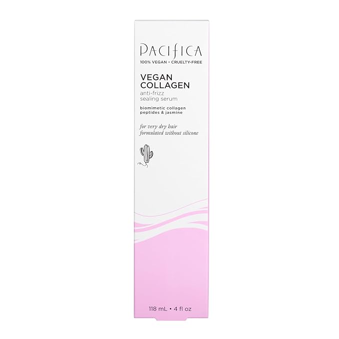 Pacifica Vegan Collagen Hydrating Leave-In Repair Hair Mask, Softens & Restores Shine, Seals Split Ends, For Dry, Damaged & Color-Treated Hair, Silicone & Sulfate Free, Vegan, 4 oz
