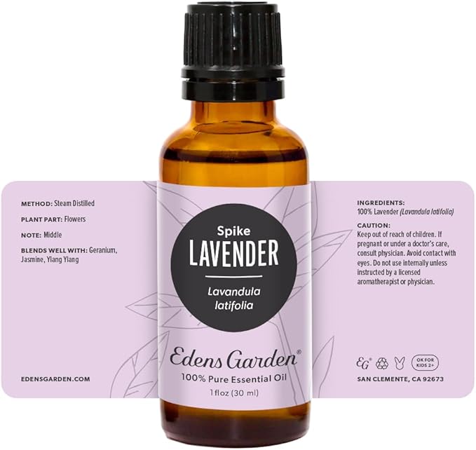 Edens Garden Lavender- Spike Essential Oil- 100% Pure Premium Grade, Undiluted, Natural, Therapeutic, Aromatherapy, The Best for Diffuser, Candle, Laundry, Humidifiers 30 ml (1 fl oz)