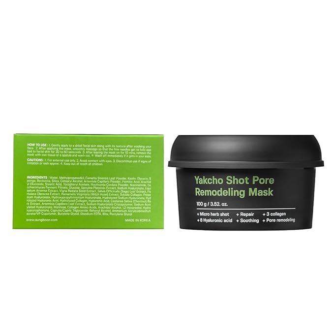 SUNGBOON EDITOR Yakcho Shot Pore Remodeling Mask | Clay Mask for Pores | Blackheand Remover | Korean Face Mask | Exfoliating Face Mask for Oily Skin | Korean Skin Care | 3.52 oz.