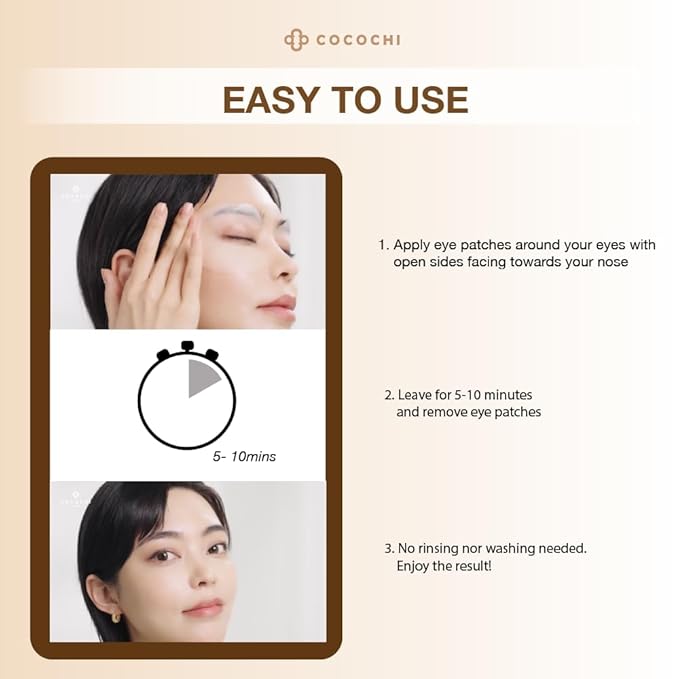 2 Steps Brightening Facial Mask Pack of 5 and U-Shaped Firming Eye Patches 5 Pairs, Under Eye Collagen Mask Pads for Puffy Eyes and Dark Circles, Japanese Skincare for All Skin Type