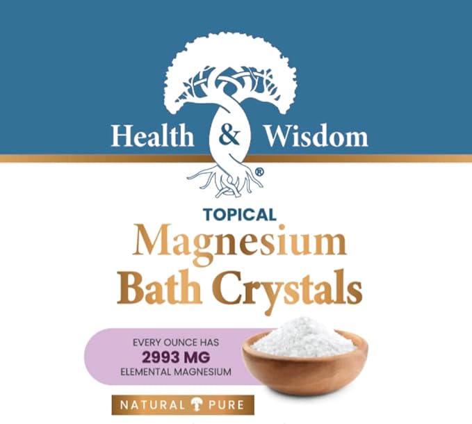 Health and Wisdom Magnesium Bath Salt - Magnesium Chloride Flakes for Bath Soak, 4X Epsom Salt Concentration, Unscented Formula, Dead Sea Sourced, Zero Additives - 12oz