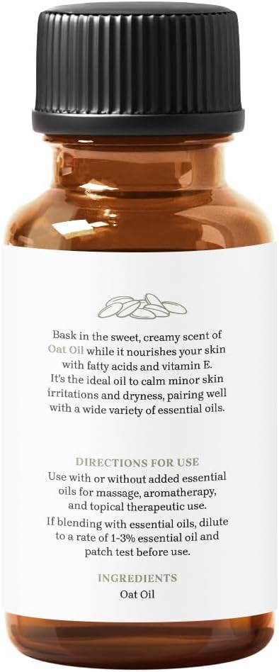 Oat Oil - Premium Undiluted Carrier Oil | for Skin, Face, Body, Hair Revitalization | Vegan & Cruelty Free (1 Fl Oz)