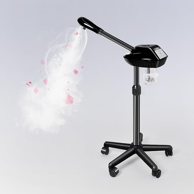 Facial Steamer, Face Steamer on on Wheels with More Steam, Adjustable Height for Face Steamer Suitable for Personal Home and Professional Personal Care Places,Moisturizing and Hydrating.
