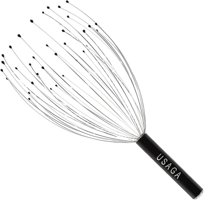 USAGA 36 Fingers Head Massager Scalp Massager Head Scratcher for Scalp Body Relaxing (Black)