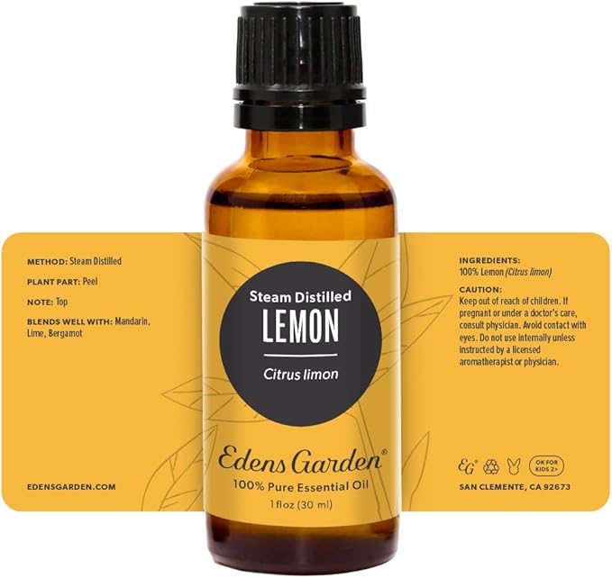 Edens Garden Lemon- Steam Distilled Essential Oil- 100% Pure Premium Grade, Undiluted, Natural, Therapeutic, Aromatherapy, The Best for Diffuser, Skin, Candle, Kid Safe 30 ml (1 fl oz)