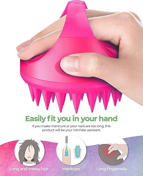 Scalp Massager Shampoo Brush 2 pcs, Soft Silicone Bristles to Remove Dandruff, Waterproof Hair Scrubber for Both Wet Dry Hair, Suitable for Men & Women (Multicolour)
