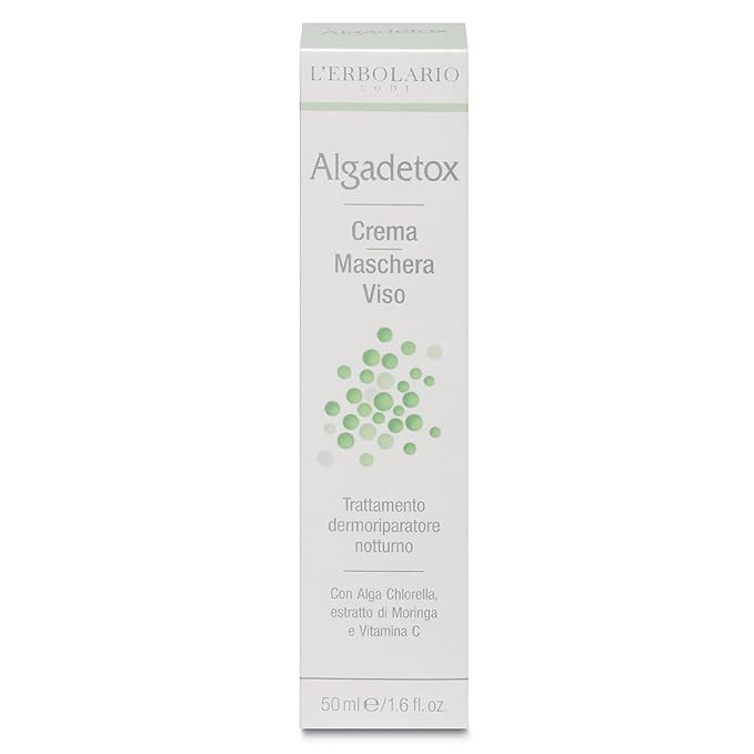 L'Erbolario Algadetox Face Cream Mask - 2-In-1 Skin Repairing Night Cream - Treatment With Vitamin C Extract - Helps Skin Regain Its Natural Splendour - Restores Skin's Natural Barrier - 1.6 Oz