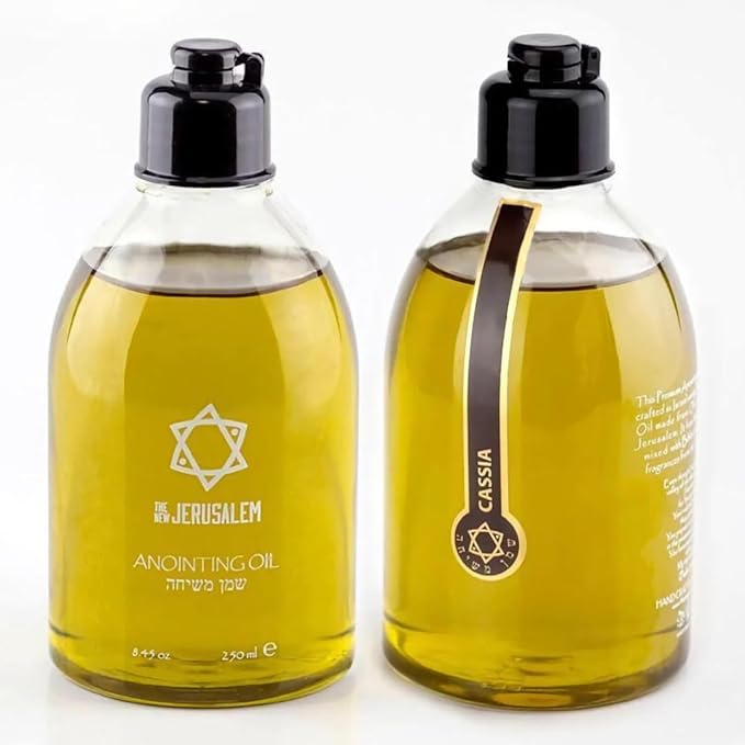 Cassia Anointing Oil from Israel, Holy Spiritual Oils Bottles from Jerusalem Blessed, Handmade with Natural Ingredients and Blessed for Wedding Ceremony, Religious Use, 8.45 Fl Oz