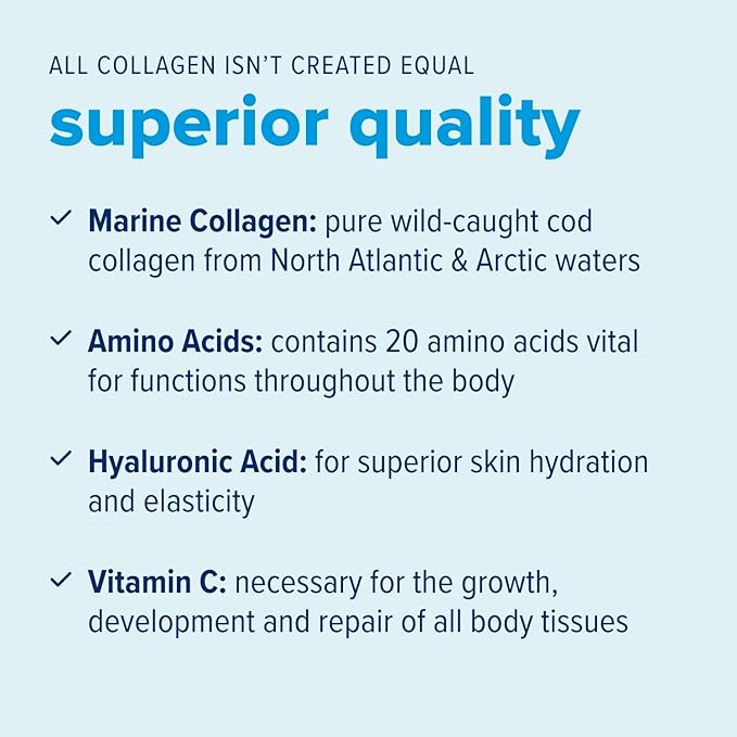 Just Bjorn Marine Collagen Peptide Powder On-The-go Stick Packs (10ct) Marine Collagen Peptide Powder 30 Serving Pouch (11.5 oz) | Skin, Hair, Nail and Joint Support + Hyaluronic Acid