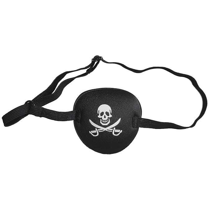 Black Single Eye Mask, Pirate Skull Crossbone Eye Patch,Adjustable 3D Eye Patch for Adult and Kid (Pirates Design)
