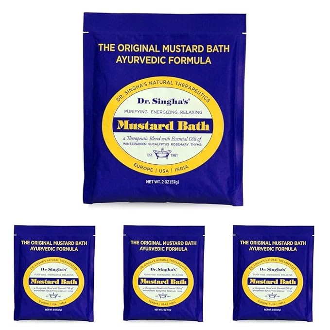 Dr. Singha's Mustard Bath, Therapeutic Bath Salts, 2 Oz (Pack of 4)