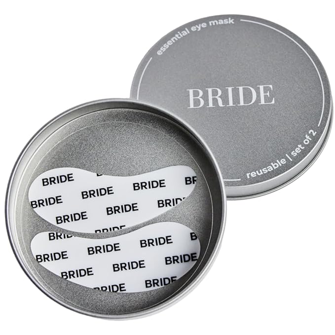 Bride Essential Eye Mask to Treat Dark Circles, Wrinkles and Puffy Eyes, 1 Pair White Reusable Silicone Under Eye Patches with Chic Case for Bridal Shower, Bachelorette and Wedding Gift