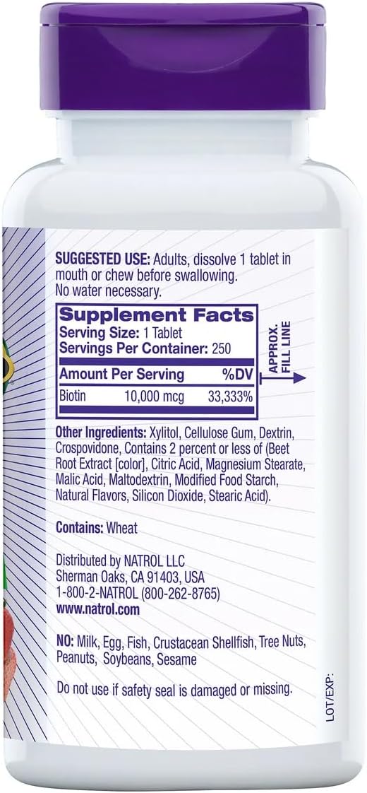 Natrol Biotin Beauty 5,000 mcg, 250 Fast Dissolve Tablets