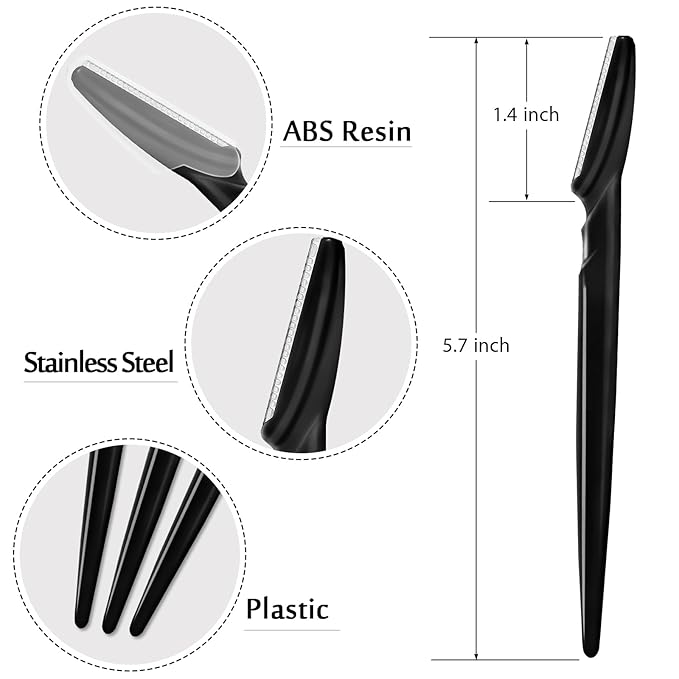 21 Pcs Eyebrow Razors, Face Razors Multipurpose, Exfoliating Dermaplaning Tools, Eyebrow Trimmers Shaver with Safety Cover, Facial Hair Removal for Women Men Body Use (Black)