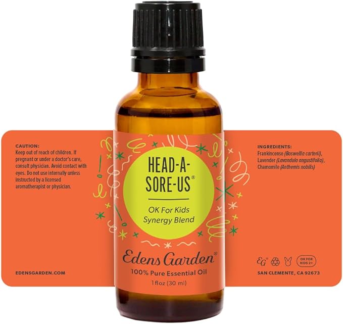 Edens Garden Head-A-Sore-Us Essential Oil Blend- 100% Pure Premium Grade, Undiluted, Natural, Therapeutic, Aromatherapy, The Best for Skin, Humidifiers, Kid Safe 30 ml (1 fl oz)