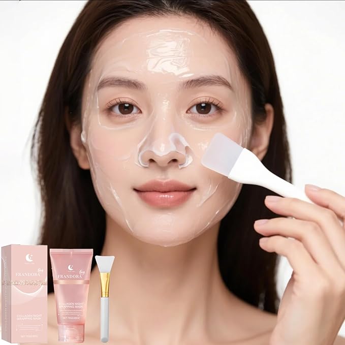 Collagen Night Wrapping Mask,Sleeping Overnight Peel off Facial Mask,Elasticity & Hydration,Hydrates and Tightens Skin,Korean Skincare for Face Glass Skin 2.65oz