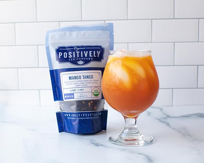 Organic Positively Tea Company, Mango Tango Black Tea, Loose Leaf, 4 Ounce