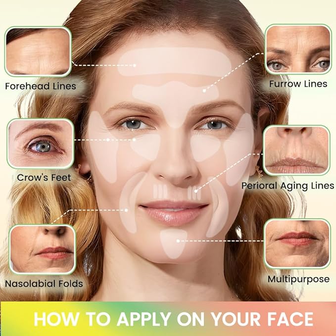 evpct 32Pcs Reusable Silicone Face Tape Forehead Wrinkle Patches for Face Wrinkles Overnight, Face Tape for Castor Oil, Face Facial oil Skin Tape Smoothing Wrinkle Patches for Face Wrinkles Overnight
