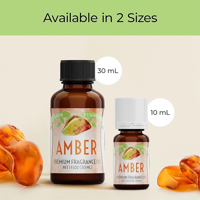Good Essential Professional Amber Fragrance Oil (1 fl oz, 30ml) - Perfume, Candle & Soap Making, Aromatherapy Diffuser Oil