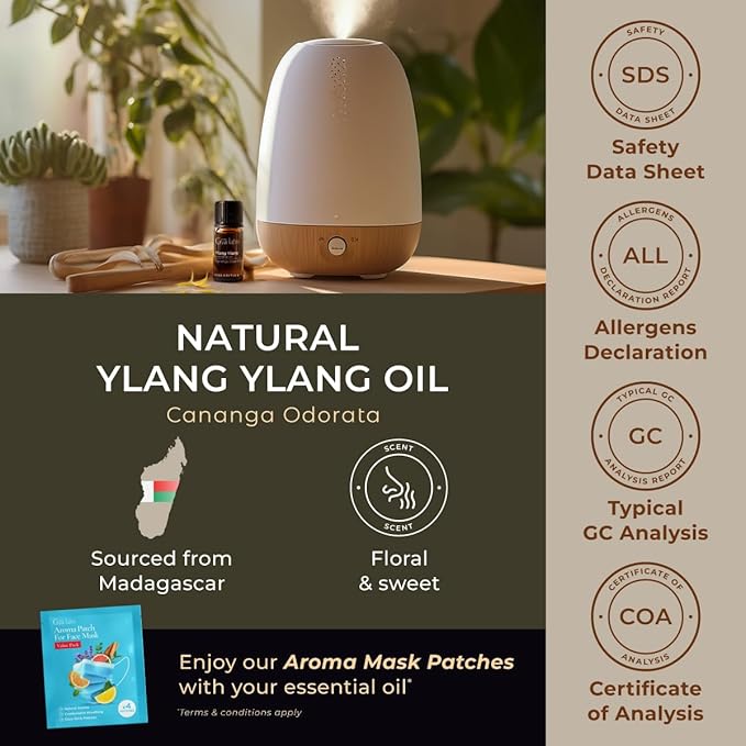 Gya Labs Ylang-Ylang Essential Oil for Diffuser - 0.34 Fl Oz - 100% Pure Natural Ylang Ylang Essential Oil for Skin, Hair Health, Face, Aromatherapy & Candle Making Scent