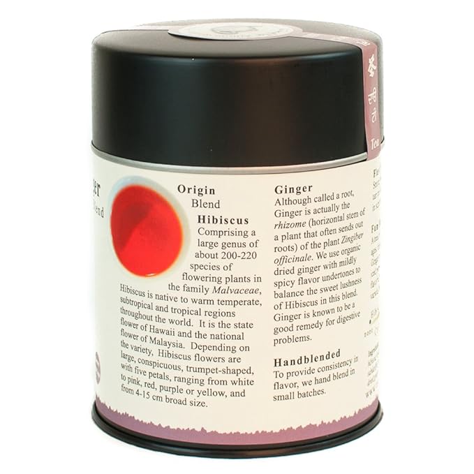 The Tao of Tea, Hibiscus Ginger Tea, Loose Leaf, 3.0 Ounce Tin to make 50 cups