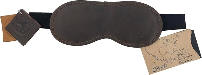 Hide & Drink, Unisex Sleep Eye Mask, Light Blocking for Sleeping, Handmade from Full Grain Leather - Bourbon Brown