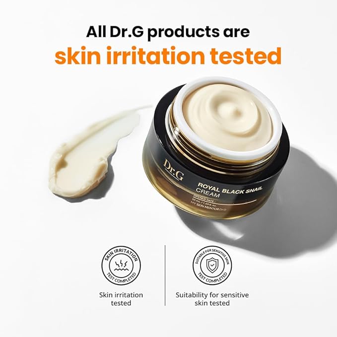 Dr. G - Royal Black Snail Cream - 50 ML - Snail Mucin Moisturizer, Korean Skincare, K Beauty for Dry Skin, Royal Jelly Protein Improves Skin Barrier, Niacinamide for Blemish Care; Skin Elasticity Care