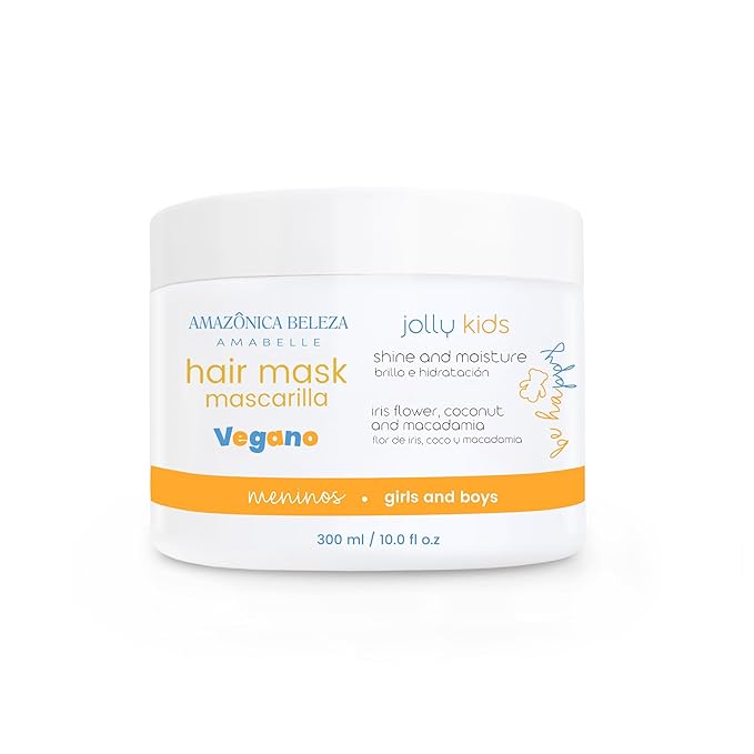 Hair Mask Jolly Kids |Vegan | Moisturizes and Nourishes | For All Hair Types, Curly, Straight | Promotes Healthy Growth | Mascarilla para Niños |10 Oz