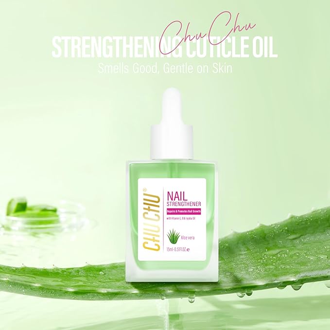 CHUCHU Nail Strengthener - Aloe Vera Nail Repair Growth Moisturizing Treatment - Natural Jojoba Vitamin B & E Cuticle Oil for Dry Cracked Nails