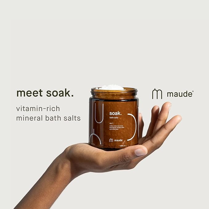 Maude Soak No. 1 - Nourishing Bath Salts - Self Care Gifts for Women + Men - Magnesium Soak with Dead Sea Salt + Potassium Chloride to Soften Skin - Vegan-Friendly + Paraben-Free (8 oz)