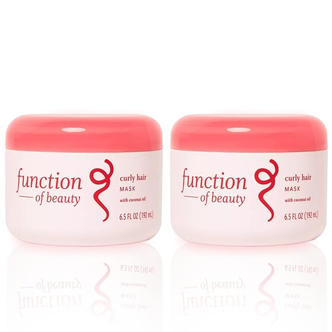 FUNCTION OF BEAUTY Hair Mask for Curly Hair, 6.5 oz Each (2-Pack) - Deep Conditioning Formula With Coconut Oil and Shea Butter for Smooth, Hydrated, Healthier Looking Curls