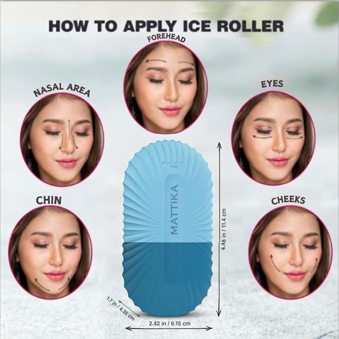 Ice Roller for Face and Eye Glow Naturally and Skincare, Ice Face Roller, Ice Facial Cube, Gua Sha Face Massage, Ice Roller Face for Beauty and Skin Care Gift for Men & Women Face Ice Roller (Blue)