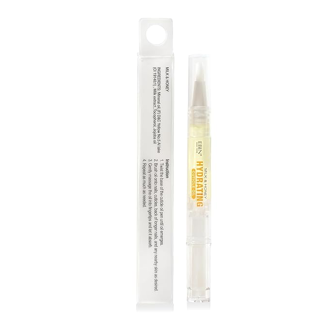 EBIN NEW YORK Cuticle Oil Pen - Hydrating Milk & Honey Infused, Jojoba Oil and Vitamin E Blend to Soften Cuticles and Strengthen Nails, Travel Size