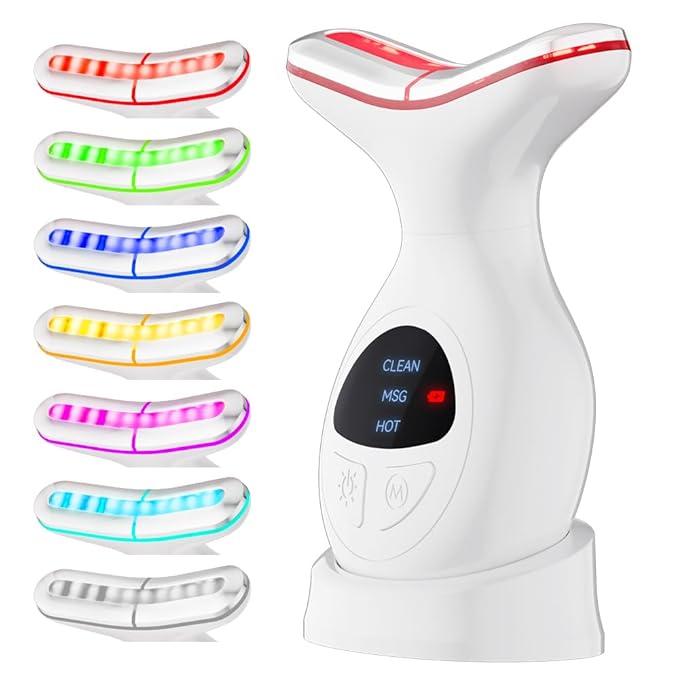 Face Neck Massager, 7-in-1 Face Sculpting Tool, Facial Massager for Skin Care, Face Massager with Vibration(White)