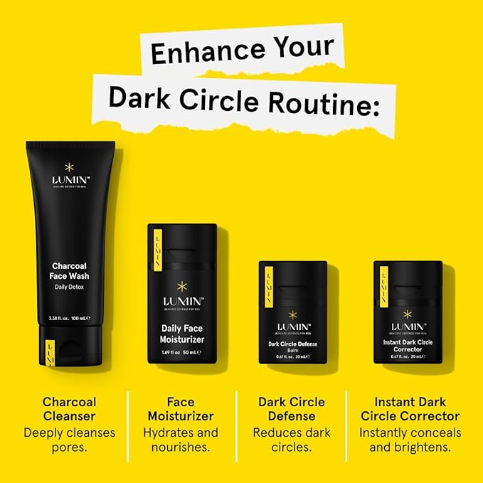 Lumin Instant Dark Circle Corrector for Men (Not A Concealer), Brightens Eyes, Reduce Dark Circles, Puffiness, Under Eye Men Makeup, Men's Eye Cream, Perfect for Medium-Deep Skin Tones, 20mL