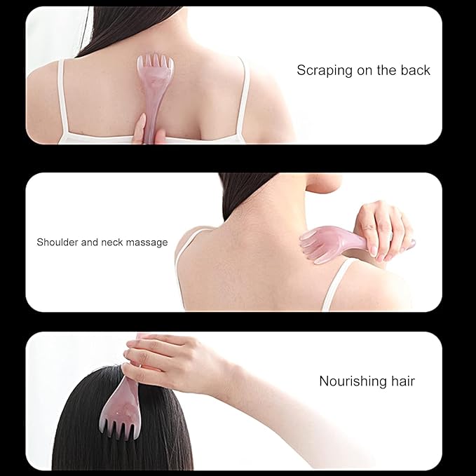 3PCS Head Massager Comb, Scalp Back Muscle Relaxation Gua Sha Massage Tool, Head Scracher SPA Yellow, Manual Scalp Massagers
