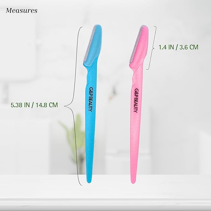 G&P BEAUTY Precision Face & Eyebrow Dermaplaning Kit - 3 Exfoliating Razors with Precision Covers for Women, ideal Gift.