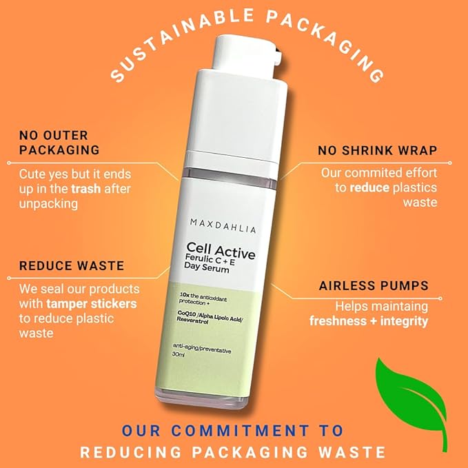 Vitamin C+E Ferulic Acid Serum – Brightening Anti-Aging Face Serum with CoQ10, Niacinamide & Resveratrol – Targets Wrinkles, Hydrates, Evens Tone – Clean, Lightweight, All Skin Types